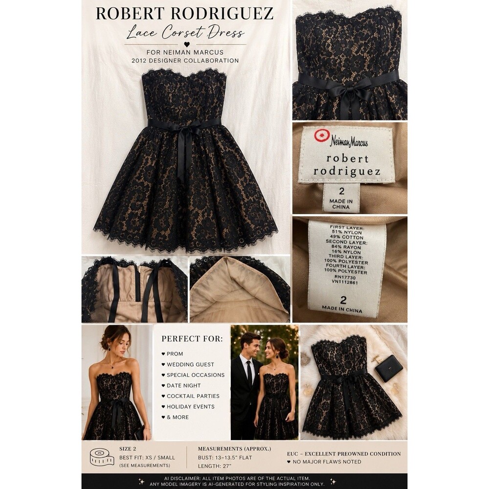 EUC Robert Rodriguez Lace Corset Coquette Goth Party Cocktail Dress XS